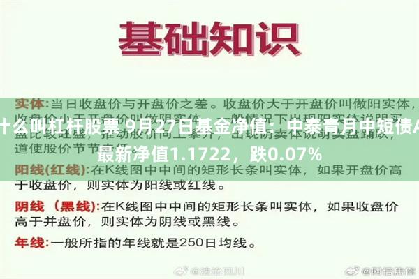 什么叫杠杆股票 9月27日基金净值：中泰青月中短债A最新净值1.1722，跌0.07%