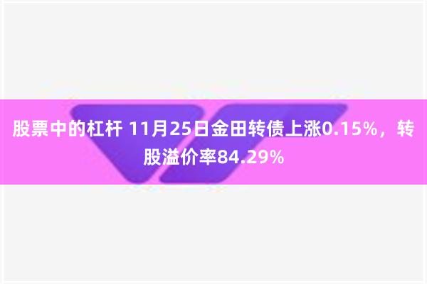 股票中的杠杆 11月25日金田转债上涨0.15%，转股溢价率84.29%