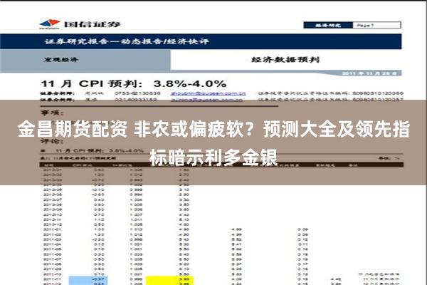 金昌期货配资 非农或偏疲软？预测大全及领先指标暗示利多金银